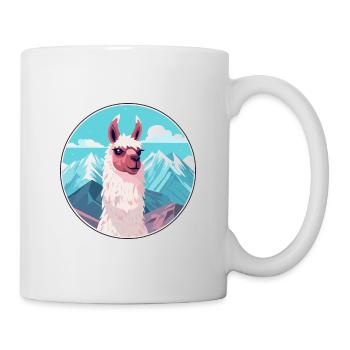 Llama Watercolor Cartoon Kawaii Pet Animal Colorfu - Mug - white - Right