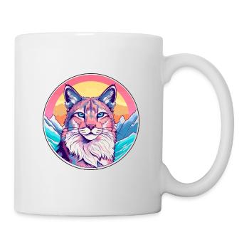 Lynx Watercolor Cartoon Kawaii Pet Animal Colorful - Mug - white - Right