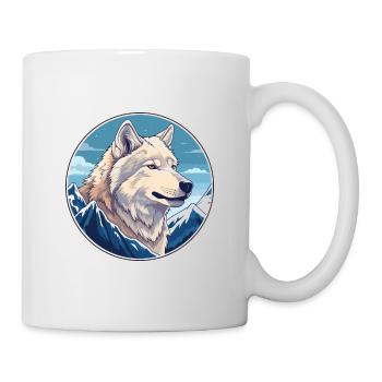 Wolf Aquarell Karikatur Kawaii Haustier Tier Bunt - Tasse - Weiß - Rechts