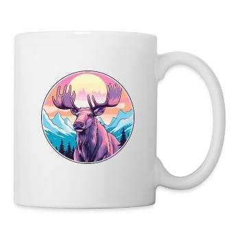 Moose Watercolor Cartoon Kawaii Pet Animal Colorfu - Mug - white - Right