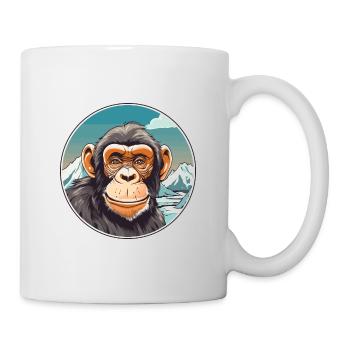 Chimpanzé aquarelle dessin animé kawaii animal de compagnie Co - Mug blanc - blanc - Droite