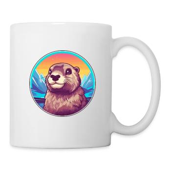 Murmeltier Aquarell Karikatur Kawaii Haustier Tier Col - Tasse - Weiß - Rechts