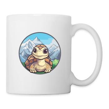 Tortue Aquarelle Dessin Animé Kawaii Animal De Compagnie Colorf - Mug blanc - blanc - Droite