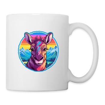 Okapi Watercolor Cartoon Kawaii Pet Animal Colorfu - Mug - white - Right