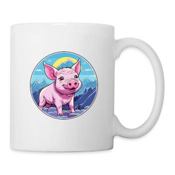 Cochon Aquarelle Dessin Animé Kawaii Animal De Compagnie Coloré - Mug blanc - blanc - Droite