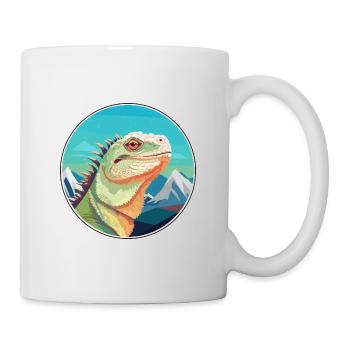 Iguana Watercolor Cartoon Kawaii Pet Animal Colorf - Mug - white - Right