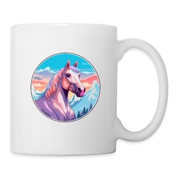 Pferd Aquarell Karikatur Kawaii Haustier Tier Farbefu - Tasse - Weiß - Rechts