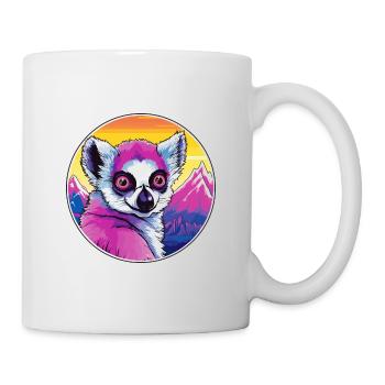 Lemur Watercolor Cartoon Kawaii Pet Animal Colorfu - Mug - white - Right