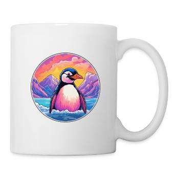 Pinguin Aquarell Karikatur Kawaii Haustier Tier Farbe - Tasse - Weiß - Rechts