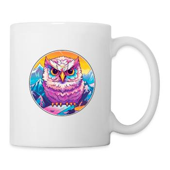 Eule Aquarell Karikatur Kawaii Haustier Tier Bunt - Tasse - Weiß - Rechts