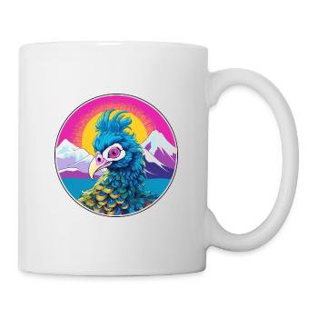 Paon Aquarelle Dessin Animé Kawaii Animal De Compagnie Animal Couleur - Mug blanc - blanc - Droite