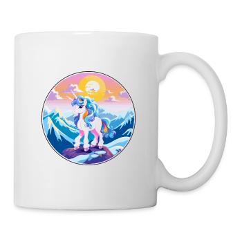Poney Aquarelle Dessin Animé Kawaii Animal De Compagnie Coloré - Mug blanc - blanc - Droite