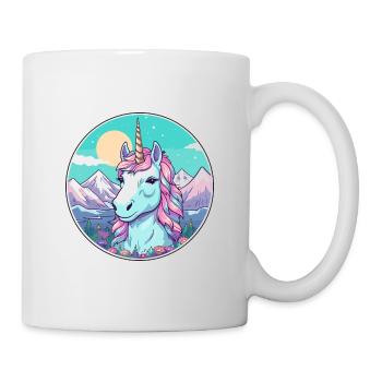 Licorne Aquarelle Dessin Animé Kawaii Animal De Compagnie Animal Couleur - Mug blanc - blanc - Droite