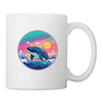 Wal Aquarell Karikatur Kawaii Haustier Tier Farbefu - Tasse - Weiß - Rechts