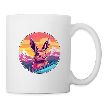 Kaninchen Aquarell Karikatur Kawaii Haustier Tier Farbe - Tasse - Weiß - Rechts
