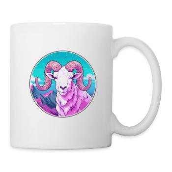 Ram Watercolor Cartoon Kawaii Pet Animal Colorful - Mug - white - Right