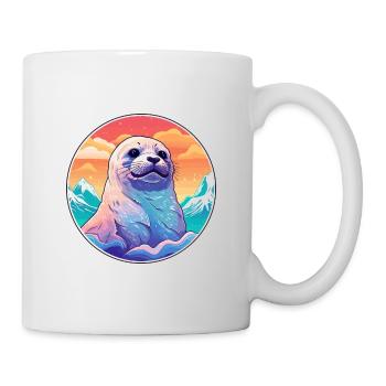 Seal Watercolor Cartoon Kawaii Pet Animal Colorful - Mug - white - Right