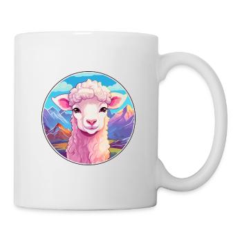 Mouton Aquarelle Dessin Animé Kawaii Animal Animal Colorfu - Mug blanc - blanc - Droite