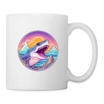 Shark Watercolor Cartoon Kawaii Pet Animal Colorfu - Mug - white - Right