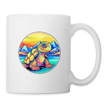 Tortue Aquarelle Dessin Animé Kawaii Animal De Compagnie Colorf - Mug blanc - blanc - Droite