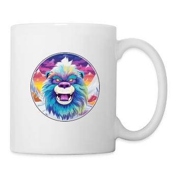 Yeti Aquarell Karikatur Kawaii Haustier Tier Bunt - Tasse - Weiß - Rechts