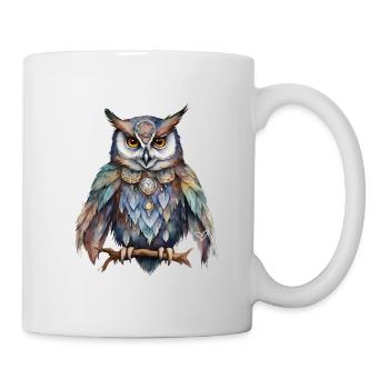 Schamanisches Krafttier Eule, Weisheit Intuiotion - Tasse - Weiß - Rechts