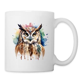 Chamanique, Puissance, Animal Hibou, Intuition, Sagesse - Mug blanc - blanc - Droite