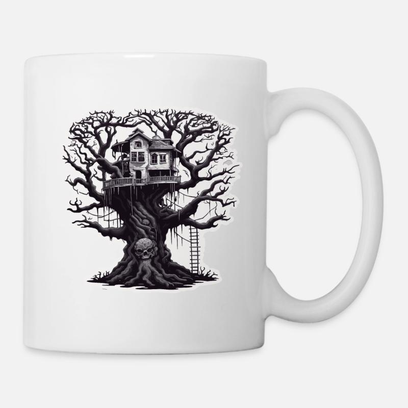 Baumhaus / Baumkrone / Baumhütte / Abenteuer - Tasse - Weiß