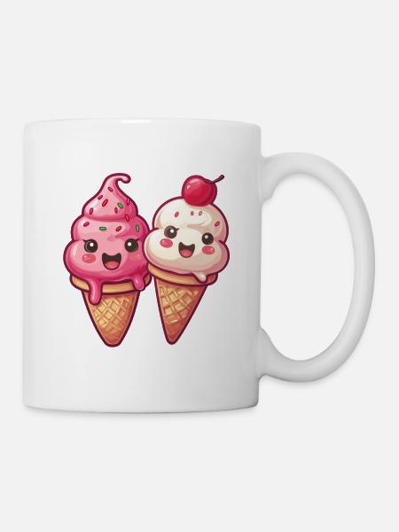 Lächelnde Eiskreation - Tasse - Weiß