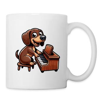 Teckel mignon jouant du piano - Mug blanc - blanc - Droite