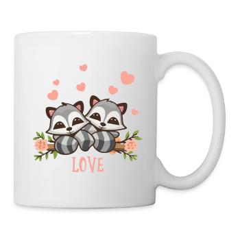 Cute Raccoons in Love Valentine's Day Wedding - Mug - white - Right