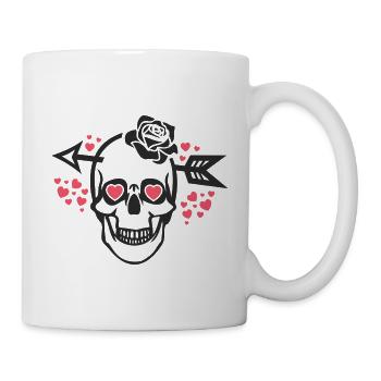 Valentines Day skull with arrow in head - Mug - white - Right