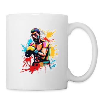 Boxeur / Sports / Combat / Arène / Ring de boxe / Poings - Mug blanc - blanc - Droite