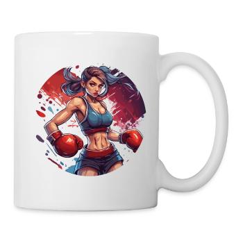 Boxeur / Sports / Combat / Arène / Ring de boxe / Poings - Mug blanc - blanc - Droite