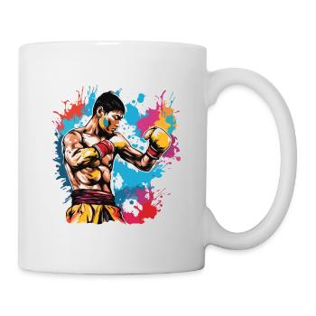 Boxeur / Sports / Combat / Arène / Ring de boxe / Poings - Mug blanc - blanc - Droite