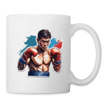 Boxeur / Sports / Combat / Arène / Ring de boxe / Poings - Mug blanc - blanc - Droite