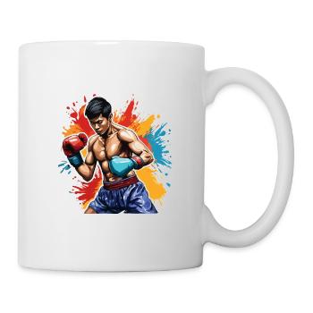 Boxeur / Sports / Combat / Arène / Ring de boxe / Poings - Mug blanc - blanc - Droite