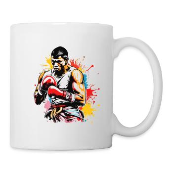 Boxeur / Sports / Combat / Arène / Ring de boxe / Poings - Mug blanc - blanc - Droite