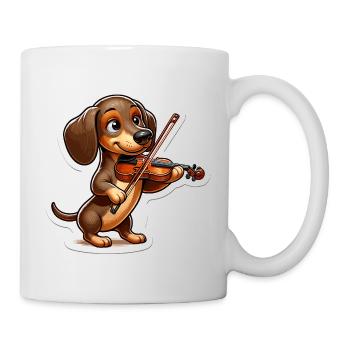 Teckel mignon jouant du violon - Mug blanc - blanc - Droite