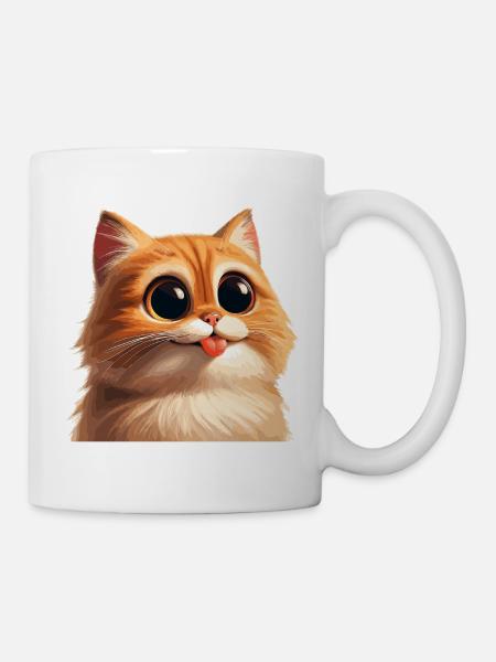 Katze mit riesigen Augen - Tasse - Weiß
