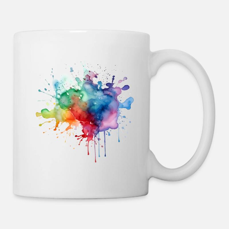 Wasserfarben Splash Spritzer Farbenfroh Acryl - Tasse - Weiß