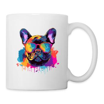 Bunte Französische Bulldogge Sonnenbrille - Tasse - Weiß - Rechts