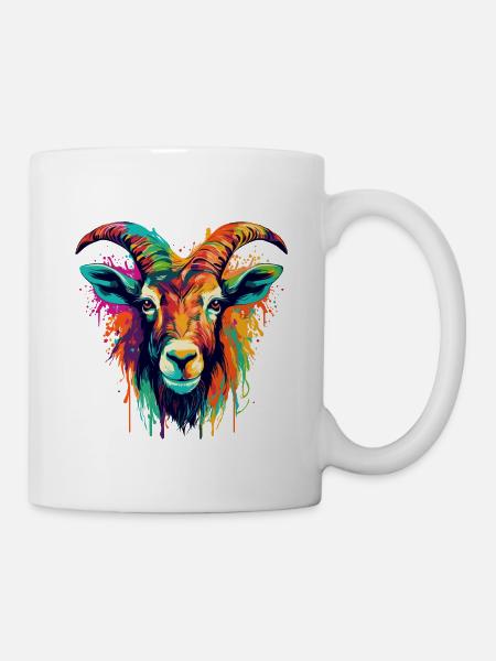 Chèvre colorée peinture éclaboussure éclaboussure peinture blob Billy chèvre - Mug blanc - blanc