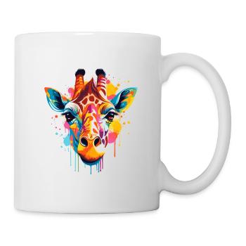 Bunte Giraffe Farbkleckse Farbspritzer - Tasse - Weiß - Rechts
