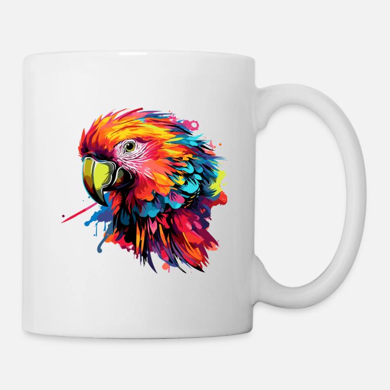 Bunter Papagei Farbkleckse - Tasse - Weiß