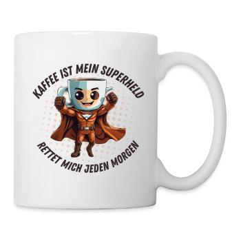 Kaffee ist mein Superheld - Tasse - Weiß - Rechts