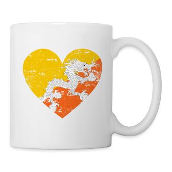 Bhutan Flaggenherz - Tasse - Weiß - Rechts
