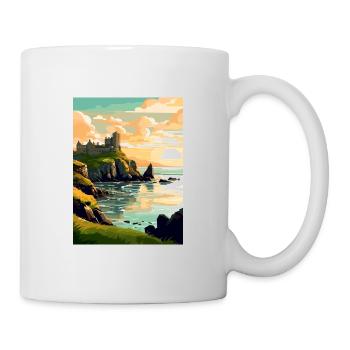 Dunluce Castle Irlande Vintage Travel Poster WPA - Mug blanc - blanc - Droite