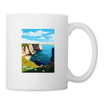 Bempton Cliffs England Vintage Reiseposter WPA - Tasse - Weiß - Rechts