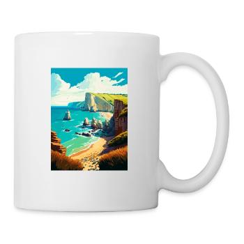Côte jurassique Angleterre Affiche de voyage vintage WPA - Mug blanc - blanc - Droite